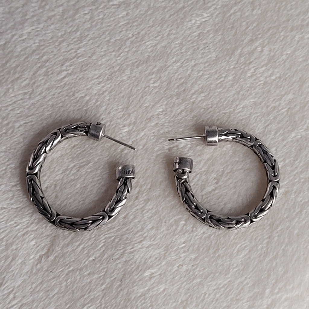 Women's Suarti Ba Chain Silver 925 Earrings Hoops Without Stoppers